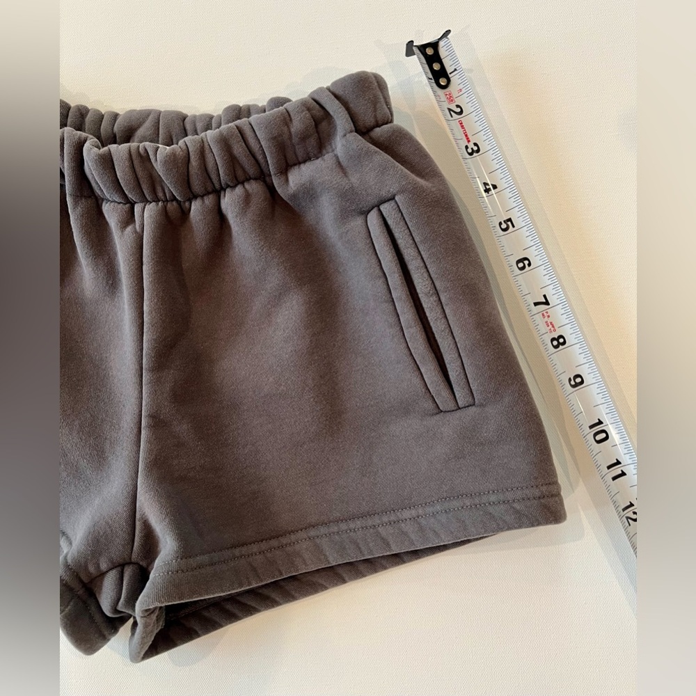 Tic Toc Charcoal Grey Lounge Sweat Mini Shorts Chunky Pockets Pull On Cozy Small - Picture 2 of 8